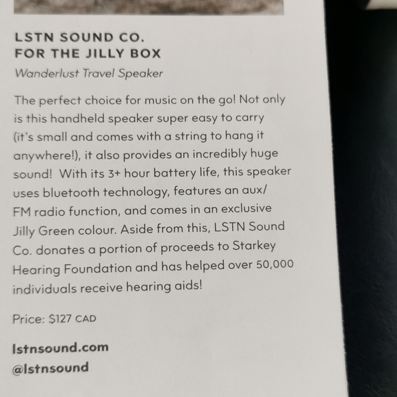 THE JILLY BOX Fall 2022 Jillian Harris LSTN Sound Co. Wanderlust Travel Speaker - Picture 3 of 4